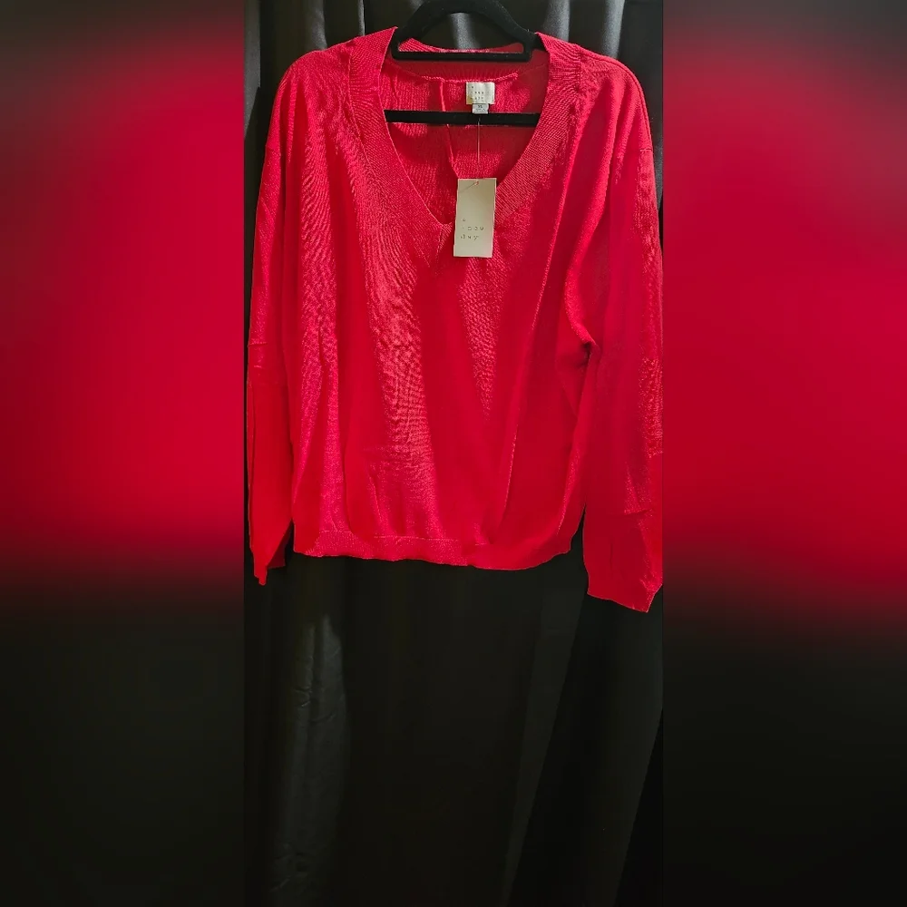 a new day Red V-Neck Blouse - Picture 1 of 3